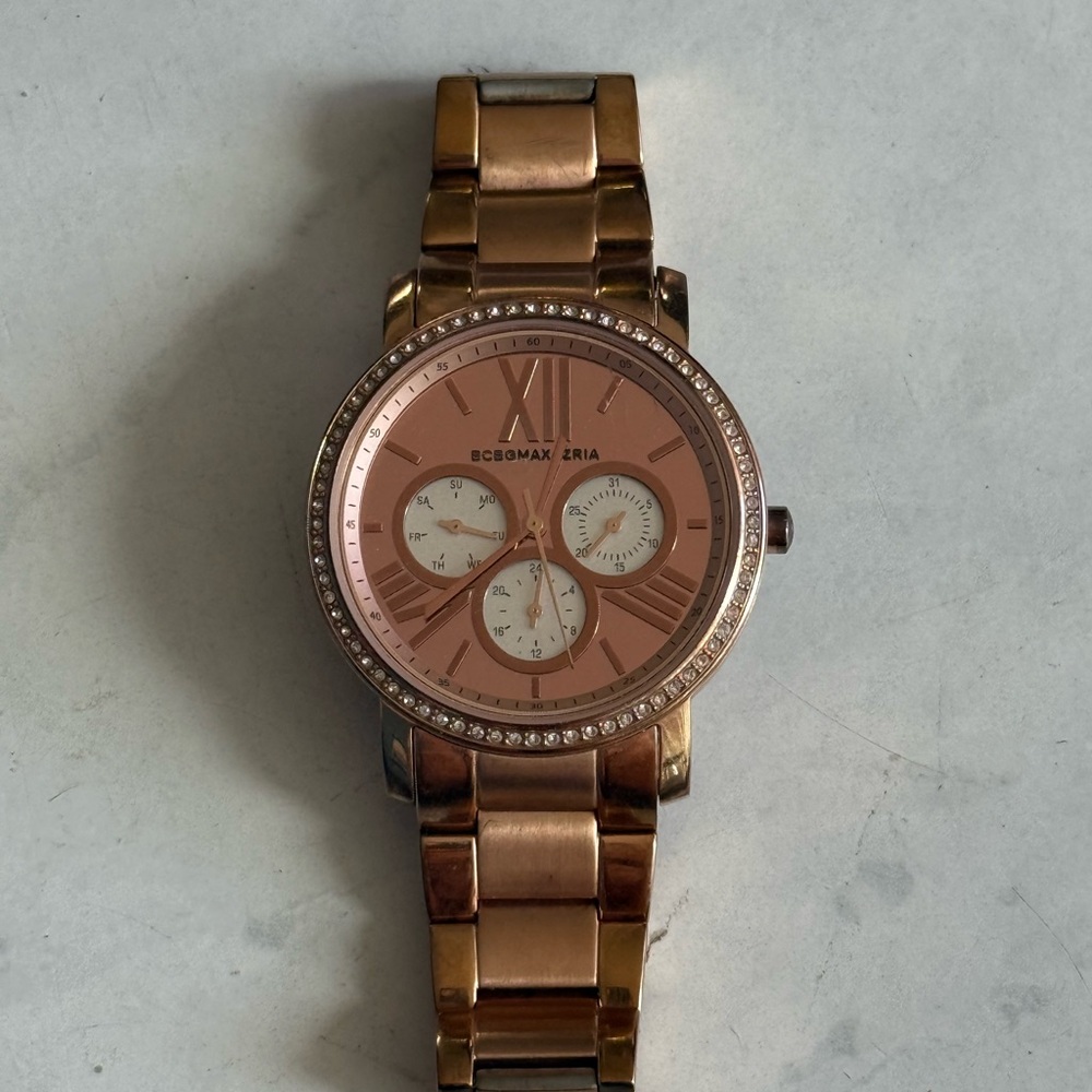 BCBGMaxAzria Metallic Rose Timepiece